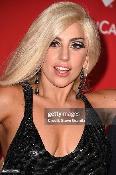 Recording artist Lady Gaga attends the 25th anniversary MusiCares 2015 Person Of The Year Gala honoring Bob Dylan at the Los Angeles Convention...