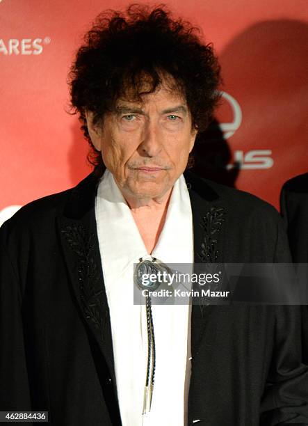 Bob Dylan attends the 25th anniversary MusiCares 2015 Person Of The Year Gala honoring Bob Dylan at the Los Angeles Convention Center on February 6,...