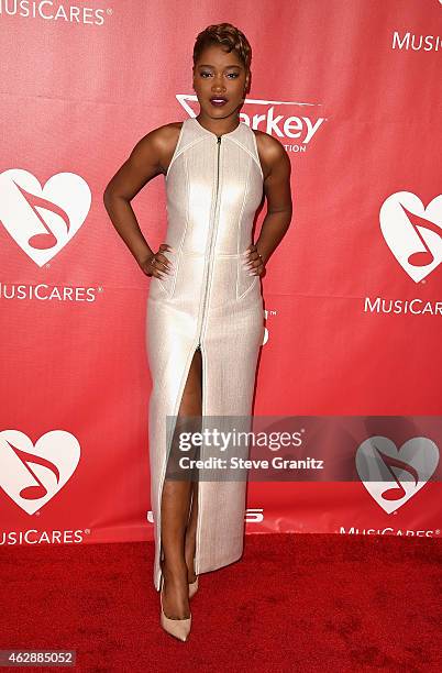 Actress Keke Palmer attends the 25th anniversary MusiCares 2015 Person Of The Year Gala honoring Bob Dylan at the Los Angeles Convention Center on...