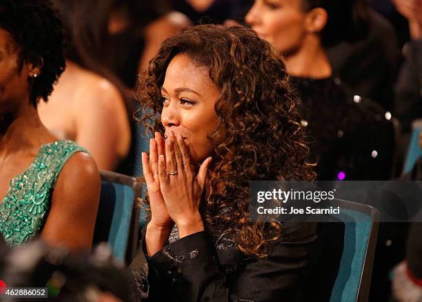 Actress Nicole Beharie attends the 46th NAACP Image Awards presented by TV One at Pasadena Civic Auditorium on February 6, 2015 in Pasadena,...