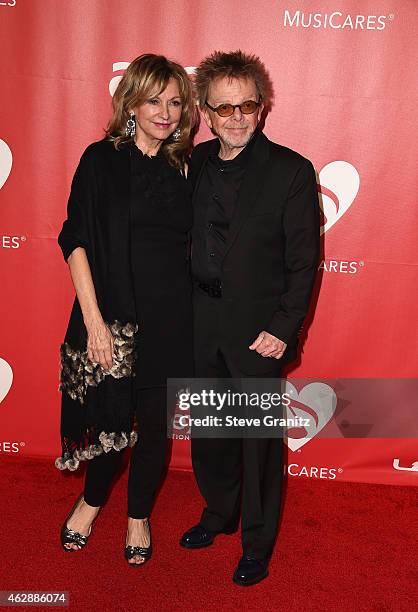 Mariana Williams and composer Paul Williams attend the 25th anniversary MusiCares 2015 Person Of The Year Gala honoring Bob Dylan at the Los Angeles...