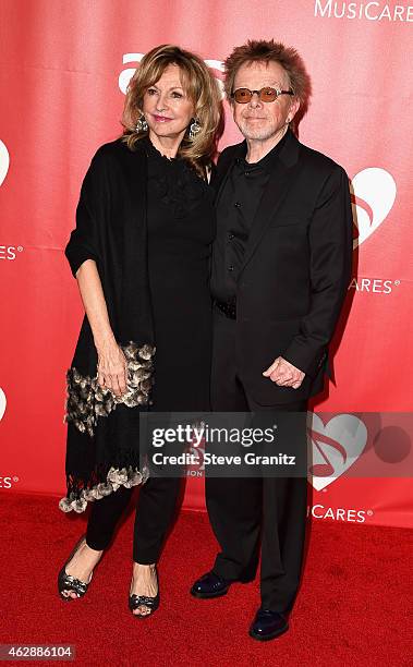 Mariana Williams and composer Paul Williams attend the 25th anniversary MusiCares 2015 Person Of The Year Gala honoring Bob Dylan at the Los Angeles...