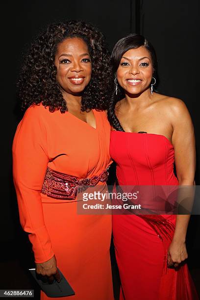 Actress/producer Oprah Winfrey and actress Taraji P. Henson attend the 46th NAACP Image Awards presented by TV One at Pasadena Civic Auditorium on...