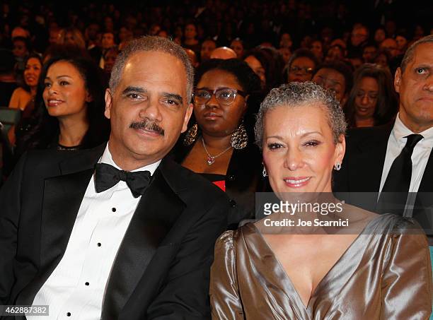 Attorney General of the United States, Eric H. Holder Jr.and Sharon Malone attend the 46th NAACP Image Awards presented by TV One at Pasadena Civic...