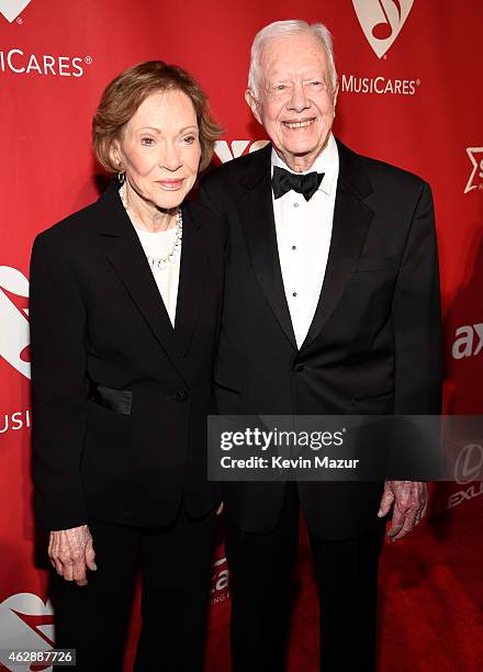 Rosalynn Carter and Jimmy Carter attend the 25th anniversary MusiCares 2015 Person Of The Year Gala honoring Bob Dylan at the Los Angeles Convention...