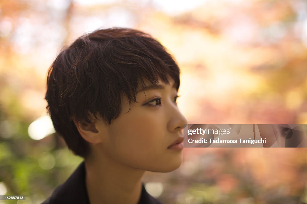 Japanese woman looking at future