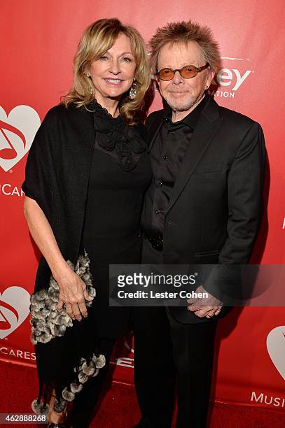 Musician Paul Williams and Mariana Williams attend the 25th anniversary MusiCares 2015 Person Of The Year Gala honoring Bob Dylan at the Los Angeles...