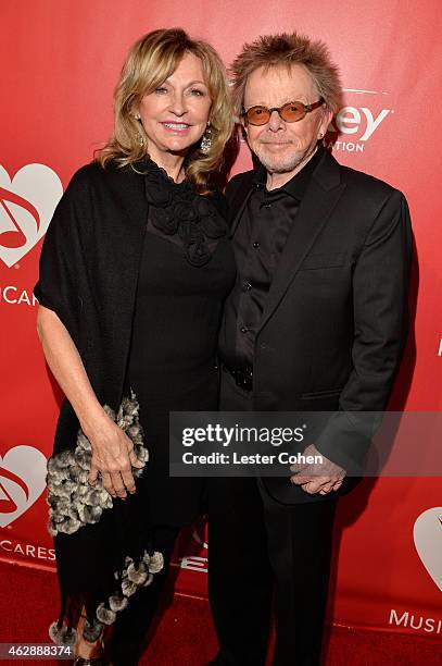 Mariana Williams and composer Paul Williams attend the 25th anniversary MusiCares 2015 Person Of The Year Gala honoring Bob Dylan at the Los Angeles...