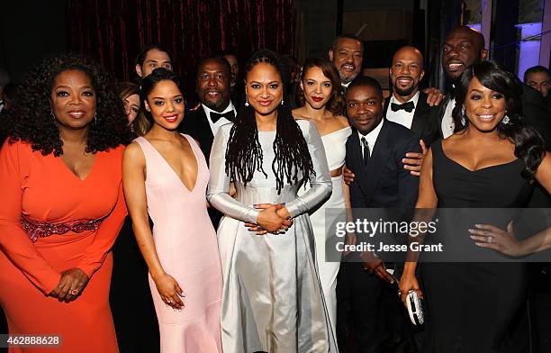 Actress/producer Oprah Winfrey, producer Jeremy Kleiner, actors Tessa Thompson, Wendell Pierce, director Ava DuVernay, actors Carmen Ejogo, Laurence...