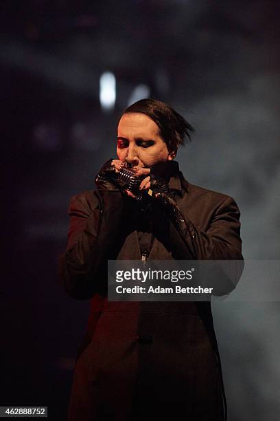 Musician Marilyn Manson performs on February 6, 2015 at Mystic Lake Hotel and Casino in Prior Lake, Minnesota.