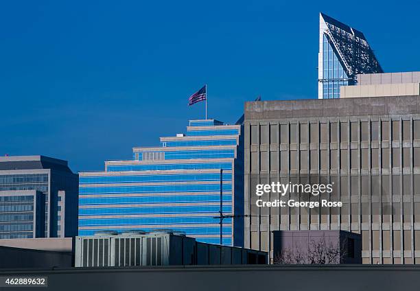 New high-rise offices ring the downtown State Capitol as viewed on January 27 in Sacramento, California. Sacramento is the capital city of the State...