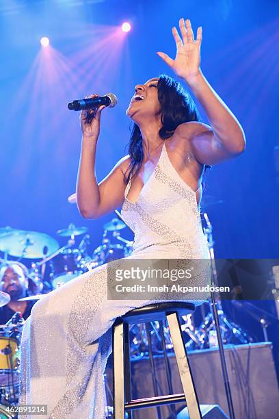 Singer Raffia performs at the after party for the 46th NAACP Image Awards presented by TV One at Pasadena Civic Auditorium on February 6, 2015 in...