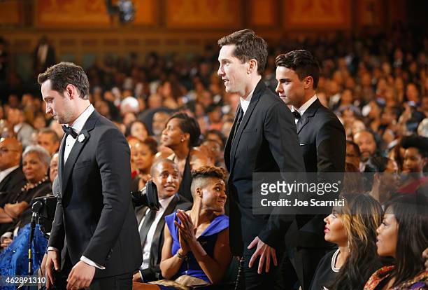 Actor Matt McGorry, producer Peter Nowalk and actor Jack Falahee attend the 46th NAACP Image Awards presented by TV One at Pasadena Civic Auditorium...