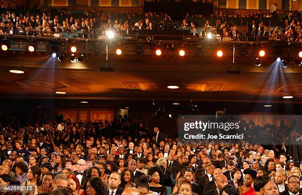 General view of the audience during the 46th NAACP Image Awards presented by TV One at Pasadena Civic Auditorium on February 6, 2015 in Pasadena,...