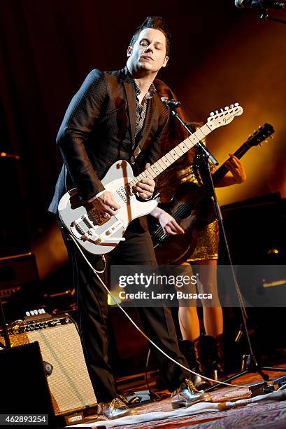 Musician Jack White performs onstage at the 25th anniversary MusiCares 2015 Person Of The Year Gala honoring Bob Dylan at the Los Angeles Convention...