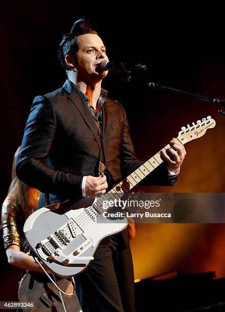 Musician Jack White performs onstage at the 25th anniversary MusiCares 2015 Person Of The Year Gala honoring Bob Dylan at the Los Angeles Convention...