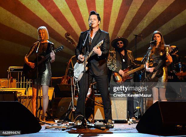 Jack White performs onstage at the 25th anniversary MusiCares 2015 Person Of The Year Gala honoring Bob Dylan at the Los Angeles Convention Center on...