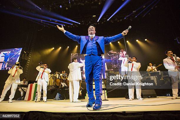 Recording artist Juan Gabriel performs on stage during Volver 2015 Tour at Viejas Arena on February 6, 2015 in San Diego, California.