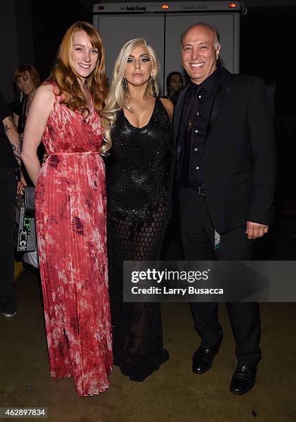 Hadley Spanier, singer Lady Gaga, and Danny Bennett attend the 25th anniversary MusiCares 2015 Person Of The Year Gala honoring Bob Dylan at the Los...