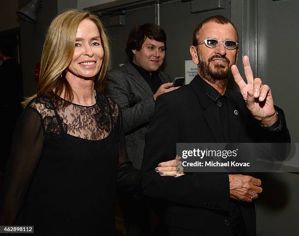 Musician Ringo Starr and Barbara Bach attend the 25th anniversary MusiCares 2015 Person Of The Year Gala honoring Bob Dylan at the Los Angeles...