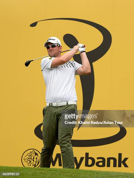 Bernd Wiesberger of Austria in action during round three of the Maybank Malaysian Open at Kuala Lumpur Golf & Country Club on February 7, 2015 in...