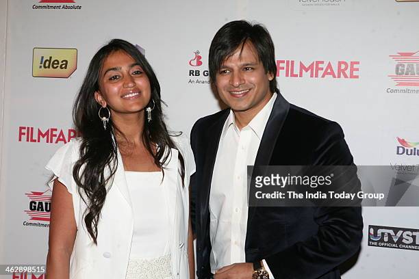 Vivek Oberoi with his wife Priyanka at the Filmfare awards Pre-Party in Mumbai.
