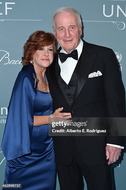 Susan Ekins and Producer Jerry Weintraub arrive to the 2014 UNICEF Ball Presented by Baccarat at the Regent Beverly Wilshire Hotel on January 14,...