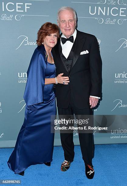 Susan Ekins and Producer Jerry Weintraub arrive to the 2014 UNICEF Ball Presented by Baccarat at the Regent Beverly Wilshire Hotel on January 14,...
