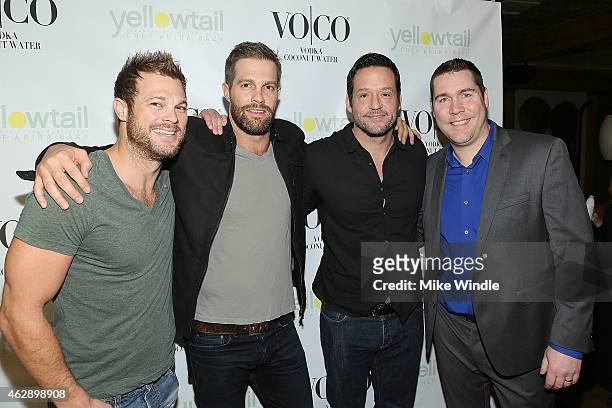 George Stults, Geoff Stults, Josh Hopkins and Craig Ley attend the Yellowtail Sunset Grand Opening on February 6, 2015 in West Hollywood, California.