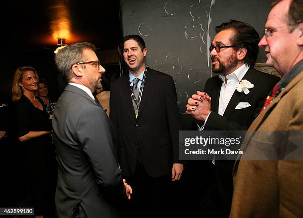 Actor Steve Carell, SBIFF director Roger Durling and moderator Pete Hammond visit the Dom Perignon Lounge after the Outstanding Performer of the Year...