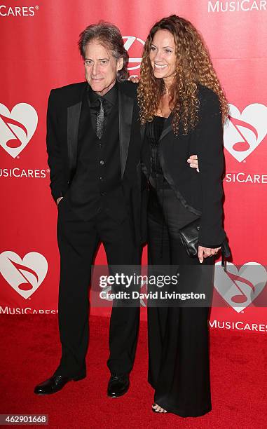 Comedian Richard Lewis and Joyce Lapinsky attend the 2015 MusiCares Person of the Year Gala honoring Bob Dylan at the Los Angeles Convention Center...