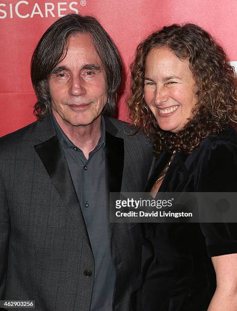 Musician Jackson Browne and Dianna Cohen attend the 2015 MusiCares Person of the Year Gala honoring Bob Dylan at the Los Angeles Convention Center on...