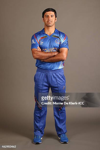 Najibullah Zadran poses during the Afghanistan 2015 ICC Cricket World Cup Headshots Session at the Intercontinental on February 7, 2015 in Adelaide,...