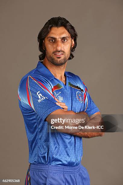 Shapoor Zadran poses during the Afghanistan 2015 ICC Cricket World Cup Headshots Session at the Intercontinental on February 7, 2015 in Adelaide,...