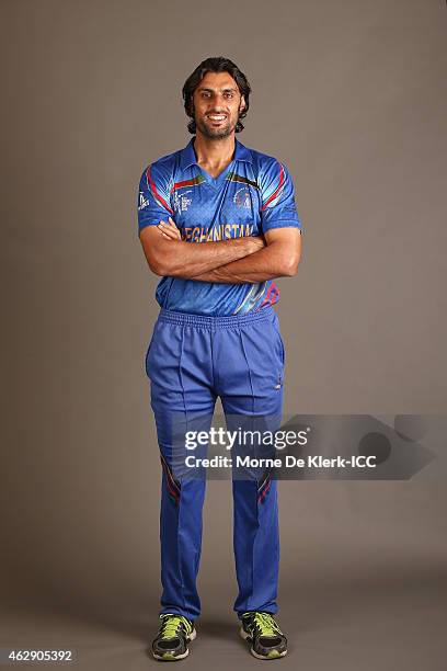 Shapoor Zadran poses during the Afghanistan 2015 ICC Cricket World Cup Headshots Session at the Intercontinental on February 7, 2015 in Adelaide,...