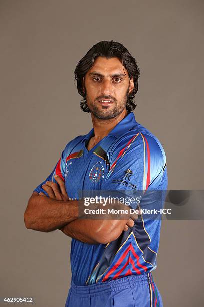 Shapoor Zadran poses during the Afghanistan 2015 ICC Cricket World Cup Headshots Session at the Intercontinental on February 7, 2015 in Adelaide,...