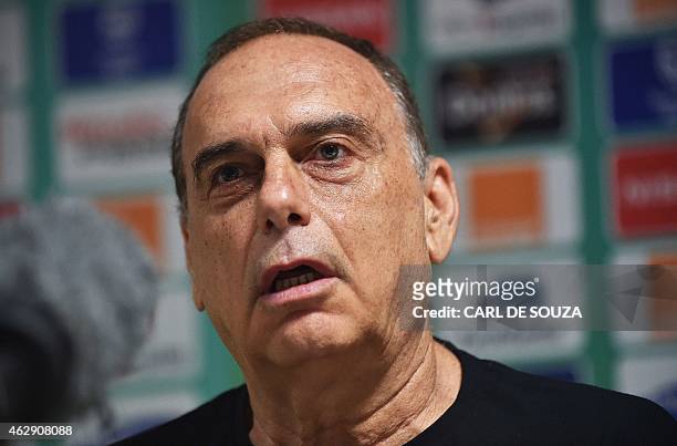 Ghana's Coach, Avram Grant talks to the media during a press conference in Bata on February 7 on the eve of the African Cup of Nations final match...
