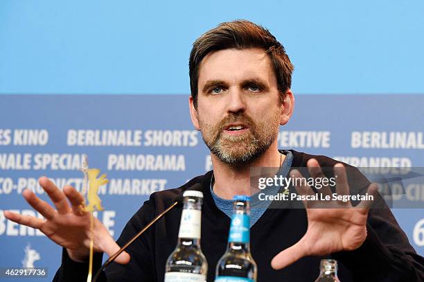 Sebastian Schipper attends the 'Victoria' press conference during the 65th Berlinale International Film Festival at Grand Hyatt Hotel on February 7,...