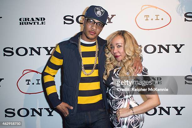 Rapper T.I. And wife Tameka "Tiny" Harris attends T.I.'s private Grammy Weekend Concert at The Sayers Club on February 6, 2015 in Hollywood,...