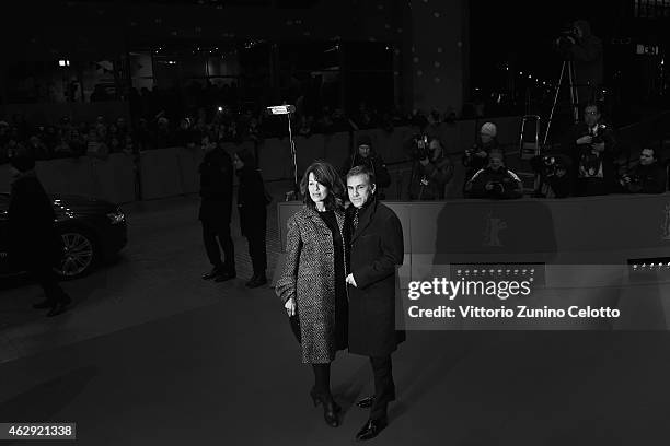 Judith Holste and Christoph Waltz attend the 'Diary of a Chambermaid' premiere during the 65th Berlinale International Film Festival at Berlinale...