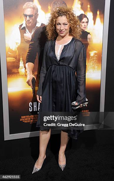Actress Alex Kingston arrives at the Los Angeles premiere of "Jack Ryan: Shadow Recruit" at TCL Chinese Theatre on January 15, 2014 in Hollywood,...