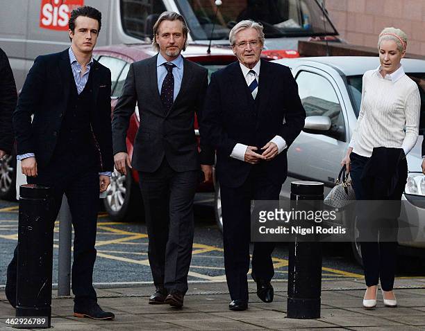 Coronation Street Star William Roache arrives at Preston Crown Court with his children James Roache, Linus Roache and daughter Verity Roache for the...