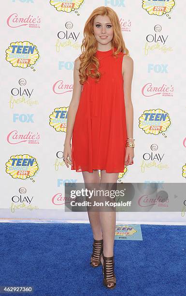 Actress Katherine McNamara arrives at the 2014 Teen Choice Awards at The Shrine Auditorium on August 10, 2014 in Los Angeles, California.