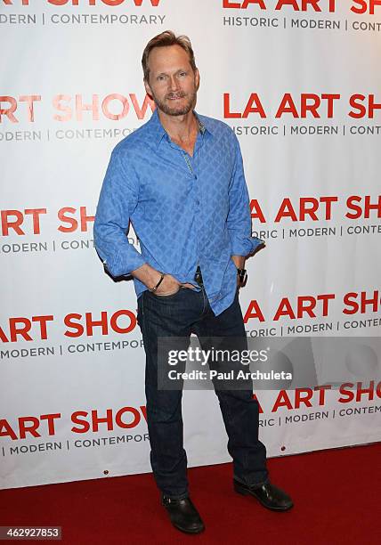 Actor Tom Schanley attends the 2014 LA Art Show opening night premiere party at the Los Angeles Convention Center on January 15, 2014 in Los Angeles,...