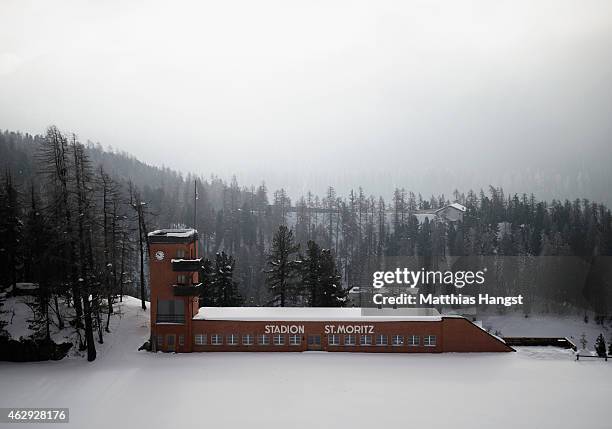 General view of the Olympic Stadium in St Moritz on February 7, 2015 in St Moritz, Switzerland.