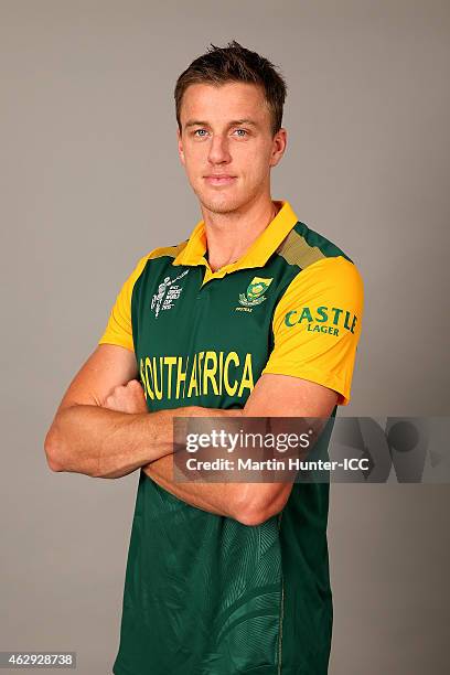 Morne Morkel poses during the South Africa 2015 ICC Cricket World Cup Headshots Session at the Rydges Latimer on February 7, 2015 in Christchurch,...