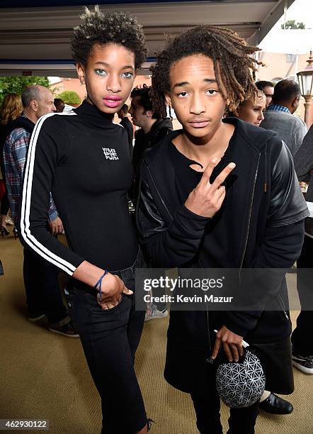 Willow Smith and Jaden Smith attend the Roc Nation and Three Six Zero Pre-GRAMMY Brunch at Private Residence on February 7, 2015 in Beverly Hills,...