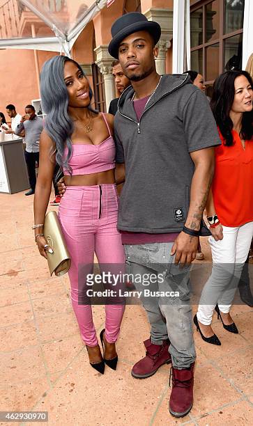 Recording artists Sevyn Streeter and B.o.B attend Roc Nation and Three Six Zero Pre-GRAMMY Brunch 2015 at Private Residence on February 7, 2015 in...