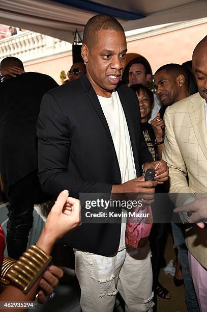 Jay Z attends the Roc Nation and Three Six Zero Pre-GRAMMY Brunch at Private Residence on February 7, 2015 in Beverly Hills, California.