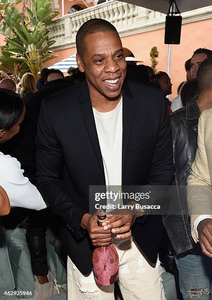 Recording artist Jay-Z attends Roc Nation and Three Six Zero Pre-GRAMMY Brunch 2015 at Private Residence on February 7, 2015 in Beverly Hills,...